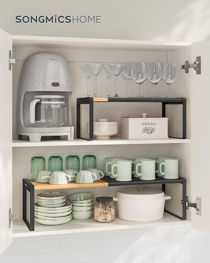 SONGMICS HOME Spice Racks, Expandable Cupboard Shelf Orgnizers, Kitchen Counter