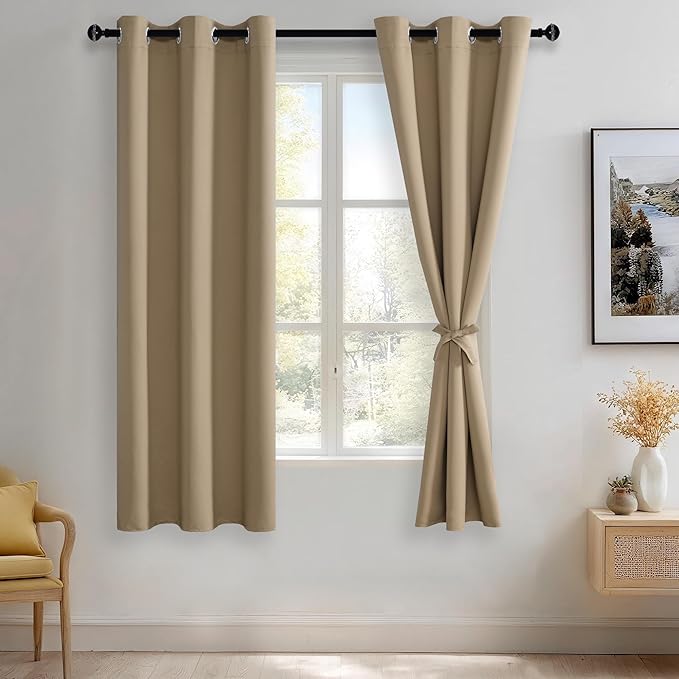 JIUZHEN Blackout Curtains with Tiebacks