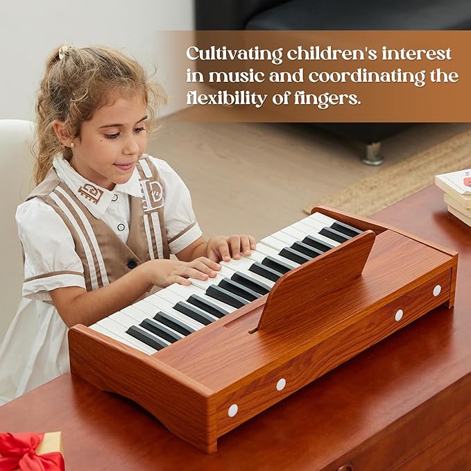 Kids Piano Keyboard, 37 Keys Digital Piano for children, Toddler Music Educational Instrument Toy Wood Piano for 3+ Girls and Boys