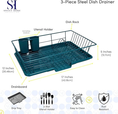 Space-Saving 3-Piece Dish Drainer Rack Set Efficient Kitchen Organizer