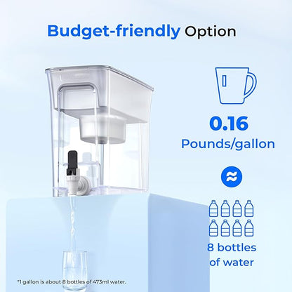 Waterdrop 35-Cup Slim Water Filter Dispenser, Large Capacity, 200-Gallon
