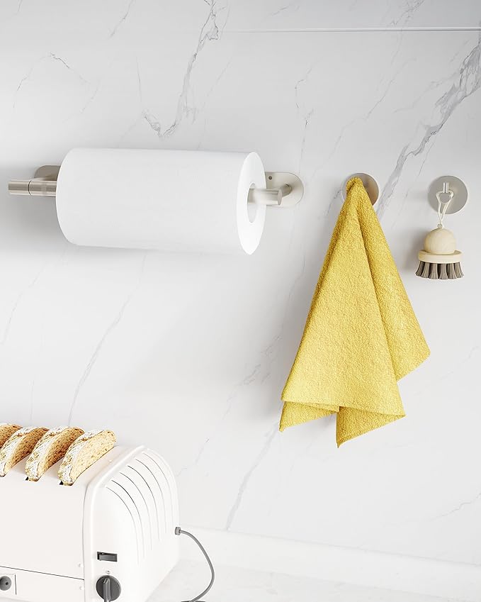 Paper Towel Holder Under Cabinet, Self Adhesive or Wall Mounted SUS304