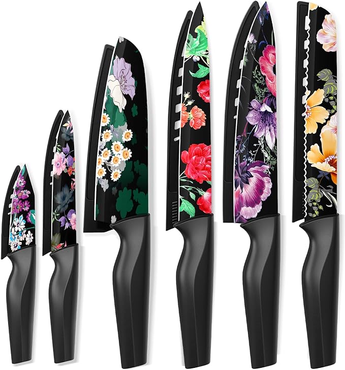 Astercook Knife Set, 12-Piece Flower Kitchen Knives Sets