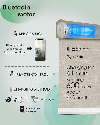 Yoolax Motorized Blinds with Remote, Automatic Roller Shades Cordless Electric