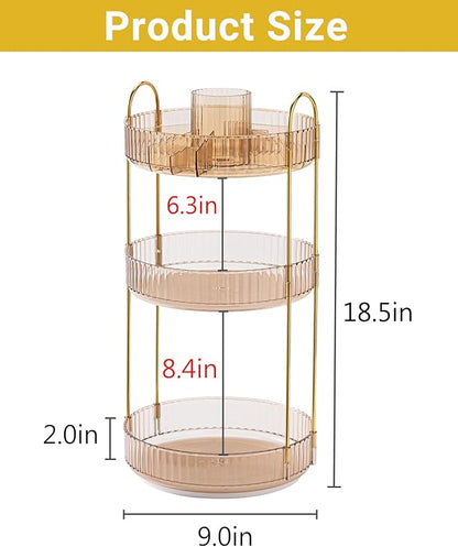 Asayuee 360 Rotating Makeup Organizer, 3 Tier Large Capacity Make Up Organizers