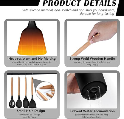 HaWare Kitchen Cooking Utensils Set, 23-Piece Silicone Kitchen Utensils Spatula