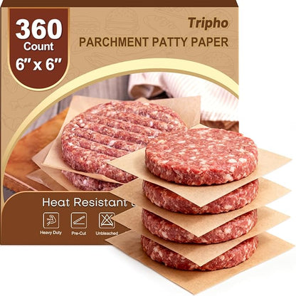 360 Count 6"x 6" Heavy Duty Patty Paper Sheets