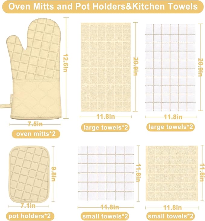 Oven Mitts Pot Holders Sets/Kitchen Towels and Dishcloths, Oven Gloves Kitchen