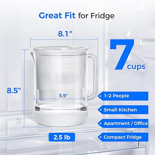 Waterdrop PT-72W Glass Water Filter Pitcher, Eco-Friendly, NSF/ANSI 53