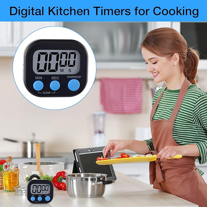 Leumoi 24 Pcs Digital Kitchen Timers Magnetic Back Timers Bulk Large Screen