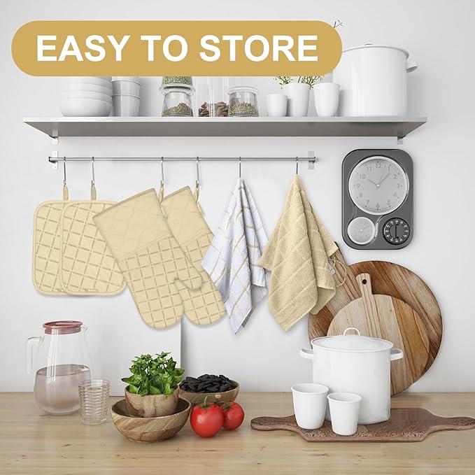 Oven Mitts Pot Holders Sets/Kitchen Towels and Dishcloths, Oven Gloves Kitchen