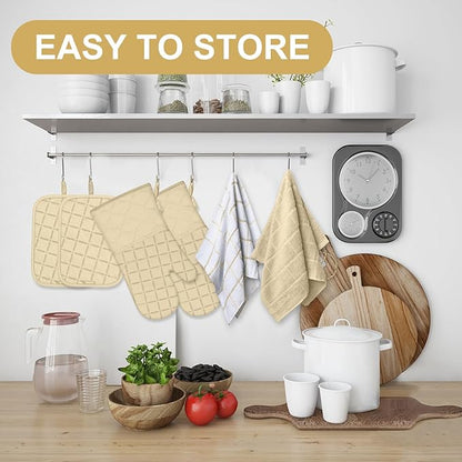 Oven Mitts Pot Holders Sets/Kitchen Towels and Dishcloths, Oven Gloves Kitchen