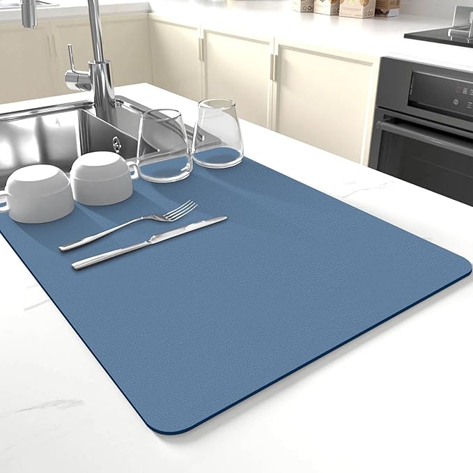 Dish Drying Mat for Kitchen Counter, Drying Mat for Dish Rack, Absorbent Hide