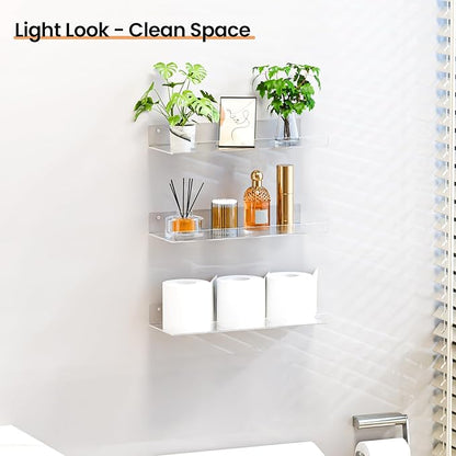 upsimples 4 Pack 15x6 Inches Acrylic Bathroom Shelves