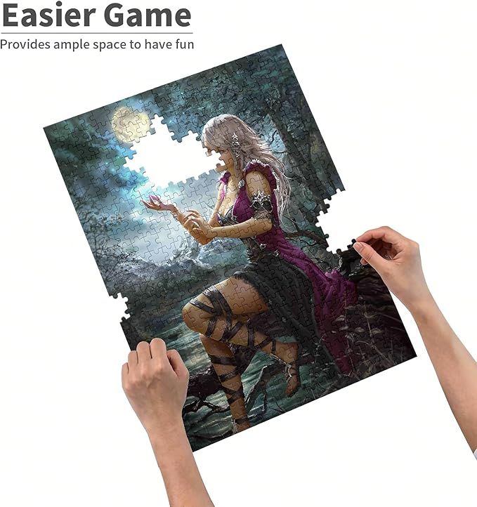 Challenge 1000 Pieces, Premium Quality Wooden Puzzles,Elves, Magical Girls.Brain Challenge Puzzle Game, Relaxation and Entertainment Activity Size: 29.5X19.7 in and 1:1 Original Picture Poster