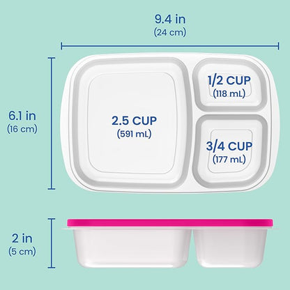 Bentgo Easyboxes - Original Stackable Lunch Boxes - Reusable 3-Compartment Food Containers for Kids and Adults - Bento Lunch Box for Meal Prep, School, & Work - BPA Free, Set of 4 (Brights)