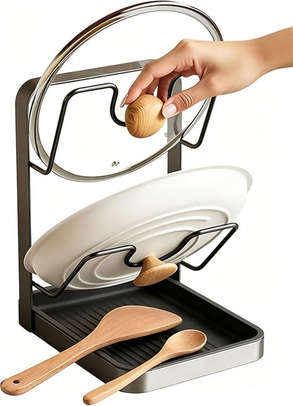 Pot Lid Holder Organizer, Carbon Steel Kitchen Pot Lid Rack