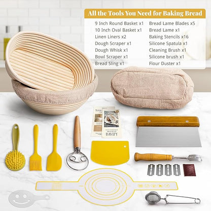 Sourdough Starter Kit, Banneton Bread Proofing Baskets Set, Sourdough Bread
