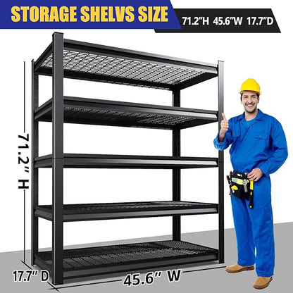 Garage Shelving-3000 lbs 5 Tier Storage Shelves, Adjustable Heavy Duty Metal
