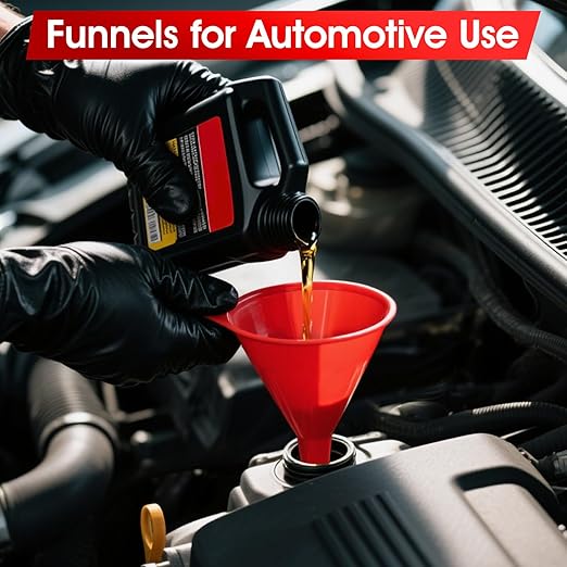 DEDC Oil Funnels Plastic Set for Car Automotive Kitchen Mini Small Large Red