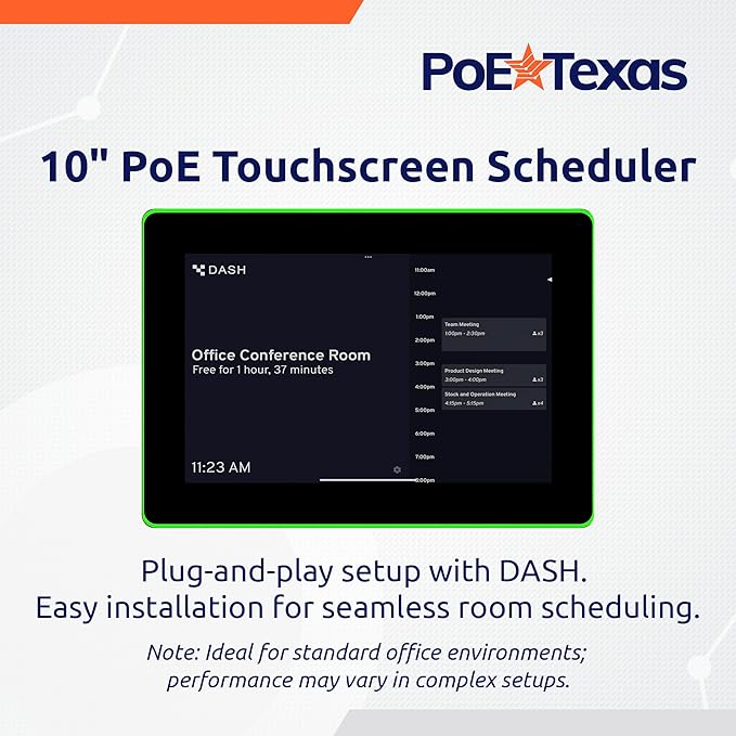 PoE Texas 10" Touchscreen Meeting Room Scheduler Tablet