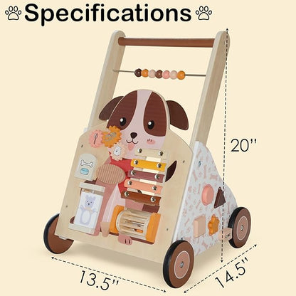 Wooden Baby Walker, Baby Push Walker, Activity Walker, for Babies 12 Months Learning to Walk, Montessori Walker Toy, Activity Center, Wooden Baby Toys