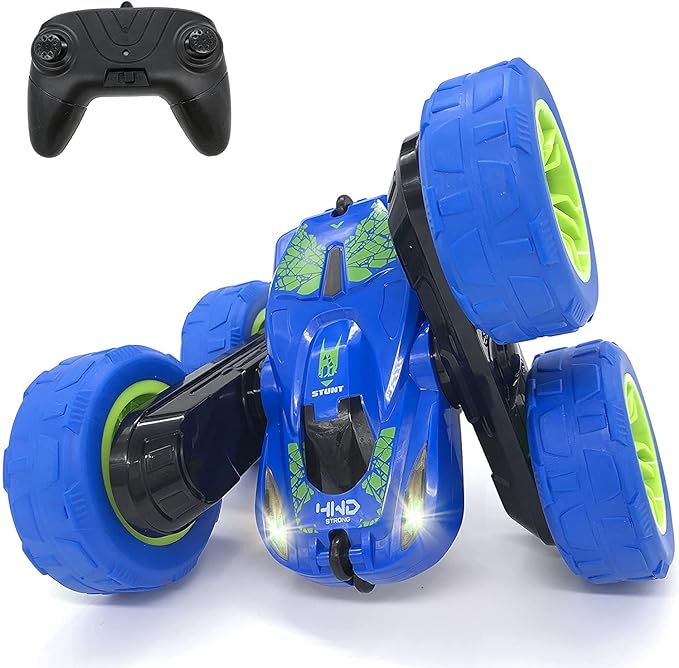 Threeking RC Stunt Car Remote Control Cars with Lights Double-Sided Driving Indoor Outdoor Toys Gifts Presents for 6 7 8 9 10 11 12 Year Old Kids Boys Girls