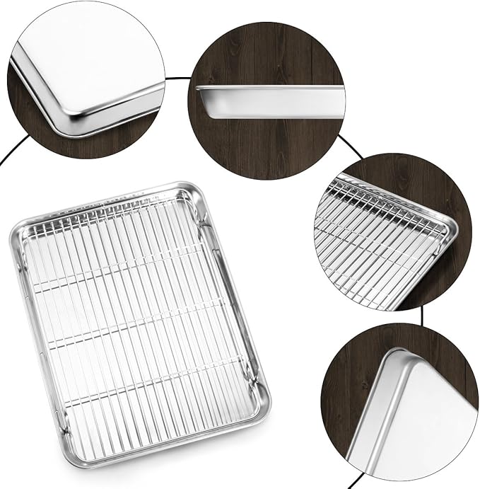 Baking Sheet and Cooling Rack Set, Stainless Steel Commercial Grade Cookie