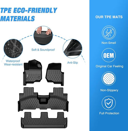 Nilight TPE Floor Mats for Ford Expedition & Max Bench Seat 2018 2019 2020 2021 2022 2023 2024 2025 All Weather Custom Fit Heavy Duty Floor Liners