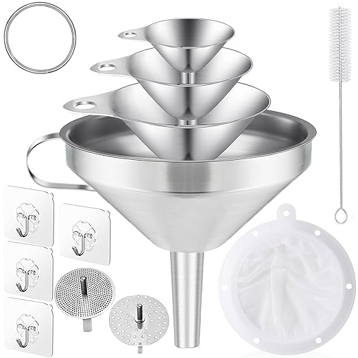 Toncoo 4 Pack Stainless Steel Funnels