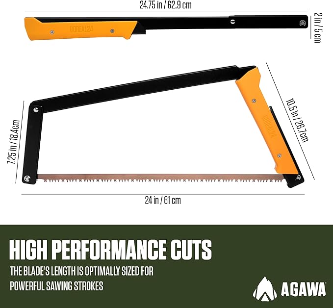 AGAWA - BOREAL24 Tripper Kit - Includes 24" Folding Saw, Nylon Carrying Case, 24" All-Purpose & 24" Aggressive Blade - For Camping, Hiking & Survival Gear (Black Frame/Yellow Handle)