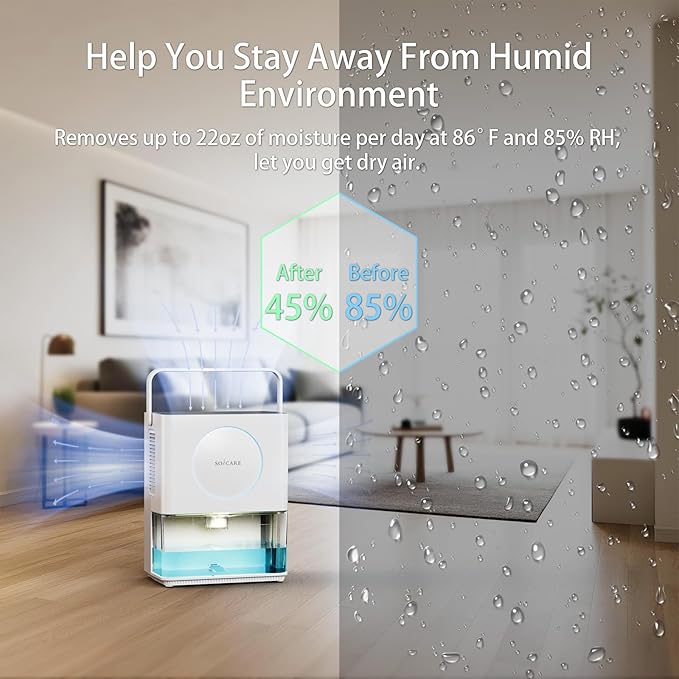 SOICARE 108 OZ Home Dehumidifier, Small Portable Room Dehumidifier