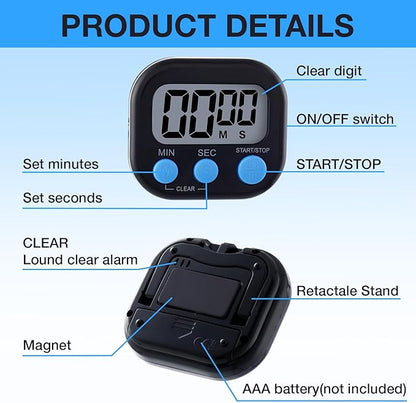 Leumoi 24 Pcs Digital Kitchen Timers Magnetic Back Timers Bulk Large Screen