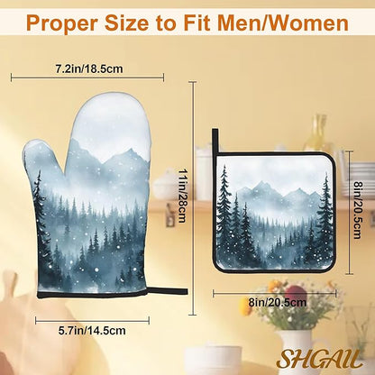 Winter Forest Oven Mitts and Heat Resistant Pads