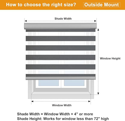 Persilux Cordless Zebra Blinds for Windows (35" W X 72" H, Grey) Free-Stop Dual Layer Roller Windows Shades for Day and Night, Light Filtering Sheer Shades for Home, Easy to Install