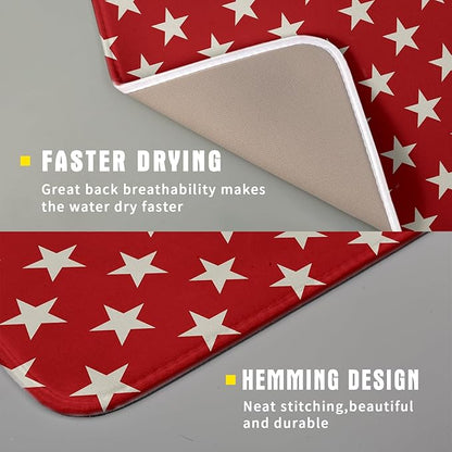 Patriotic July of 4th Red Star Dish Drying Mat
