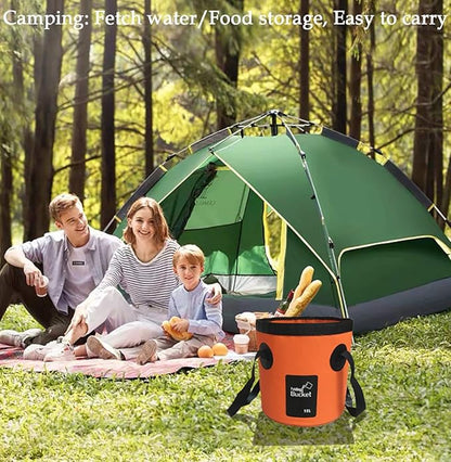 Sunglow Collapsible 5 Gallon Multifunctional Portable Fishing Bucket - Wash Basin Folding Bucket - Water Container for Fishing, Camping, Gardening (20L/5 Gallon (Orange))