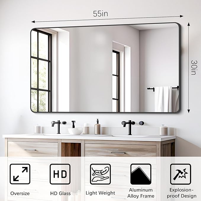 FORBATH Bathroom Mirror 30" x 55", Large Rectangular Wall Mirror