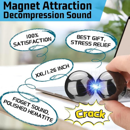 Cool Fidget Magnet Ferrite Putty, Slime Putty Party Favors, Hematite Magnetic Stones Eggs with 1.26 inch Magnet Balls, Anti Anxiety Desk Toy, Stress Relief EDC Toy Atuism Slime Putty& Science Kit Gift