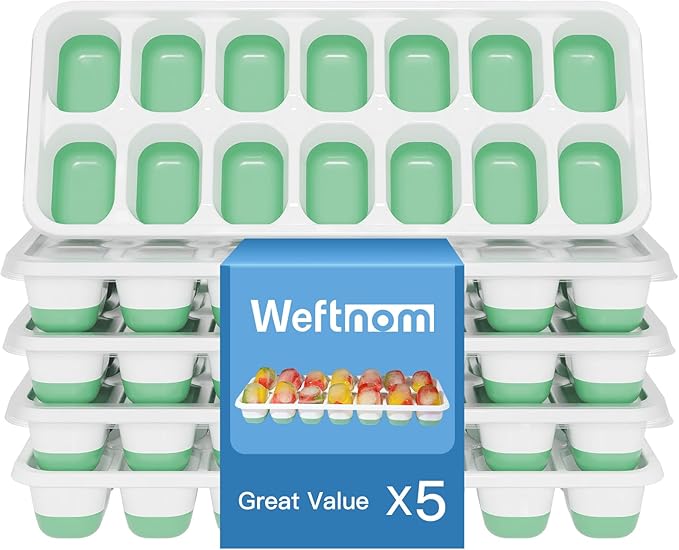 5 Pack 70 Cube Silicone Ice Cube Trays