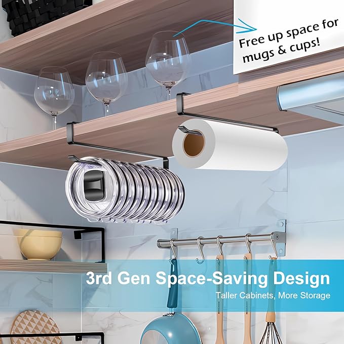 4Pack Tumbler Lid Organizer for Corner Cabinets, Space-Saving Cup Holder