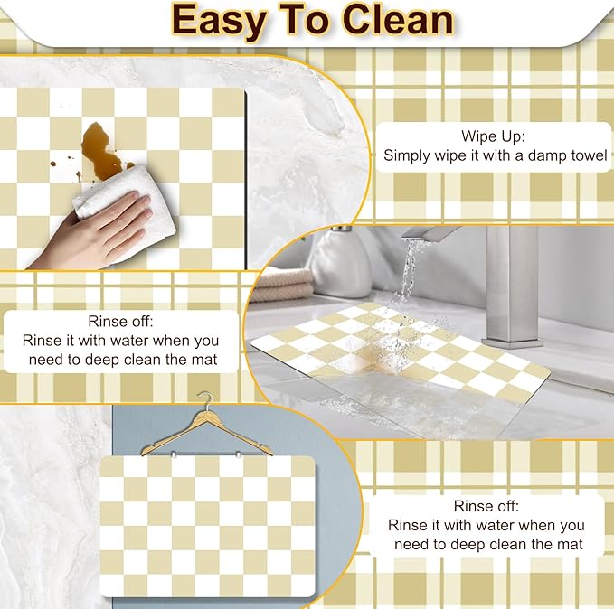Dish Drying Mat for Kitchen Counter, 17’’ X 32’’ Absorbent Coffee Mat,