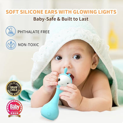 alilo Smarty Bunny Baby Rattle Musical Light Up Toys, Infants Newborns Baby Toys 0-3-6-12-18-24 Months,1 Year Old Boy Girl Gifts, 4 Music Modes and Color Recognition Function with 9 Color Card