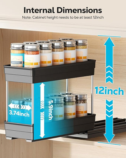 Nieifi Spice Organization for Cabinet-Vertical Spice Rack Pull Out-Spice Rack