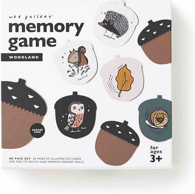 Wee Gallery Memory Game - Woodland Animals and Plants - Brain Building Matching Activity - Animal Recognition, Motor Skills, Creative Play, and Problem Solving for Children