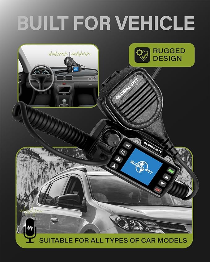 Global-PTT 2-Pack Push-to-Talk Over Cellular (PoC) Mobile Radios Walkie Talkies - 4G LTE Nationwide PTT Unlimited Range Free License for in-Vehicle Communication (Non-GPS)