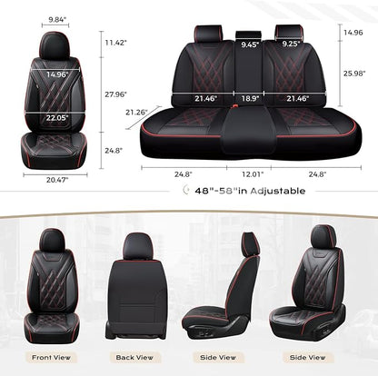 Coverado Car Seat Covers Full Set, Seat Covers for Cars, Front Seat Covers and Back Seat Cover Waterproof Leather Automotive Seat Cover, Universal Car Interior Protectors Cushion for Most Cars