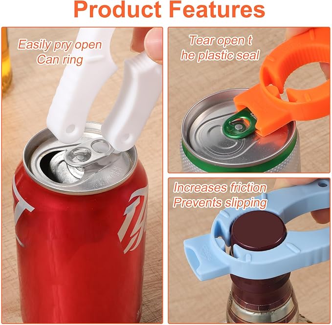 6 Pcs Water Bottle Opener Plastic Bottle Cap Opener Multi-Purpose Orange Soda
