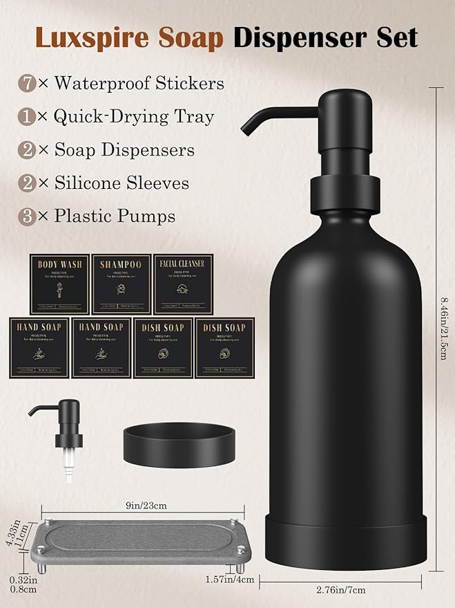 Luxspire Soap Dispenser Set, Hand Soap Dispensers