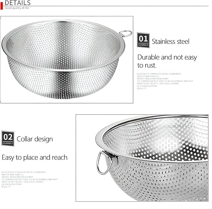 GREATLINK Stainless Steel Colander and Fine Mesh Strainer